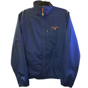 Rare VTG POLO SPORT Ralph Lauren Spell Out USA Flag Full Zip Jacket 90s Blue, M